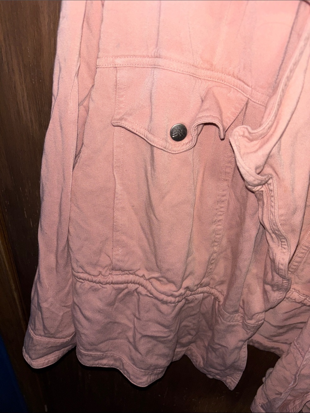 Frye Soft Pink Jean Jacket with Floral Lining - Picture 3 of 11